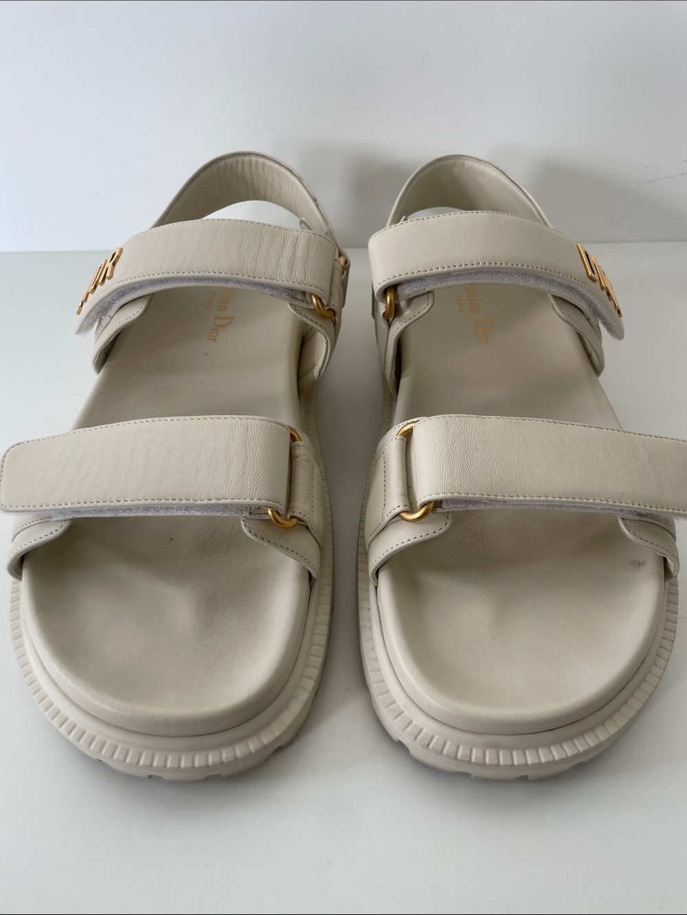 Dior Dioract Cream Leather Sandals size 38.5 - Picture 4 of 9